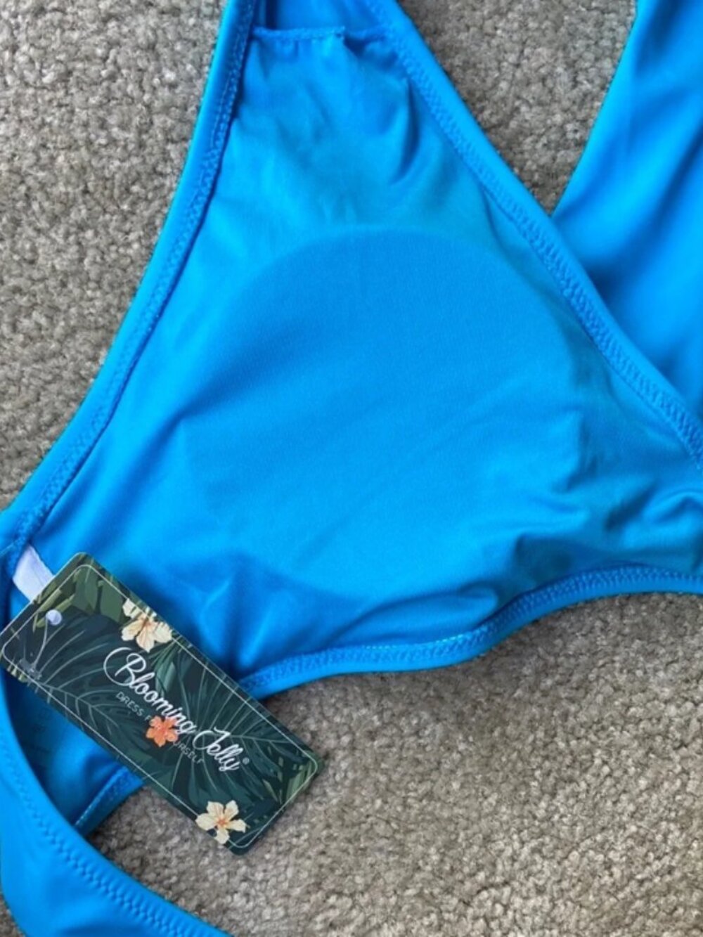 🪷NWT Blooming Jelly Women's Wrap Bikini Top Size M Aqua Blue - Picture 9 of 11